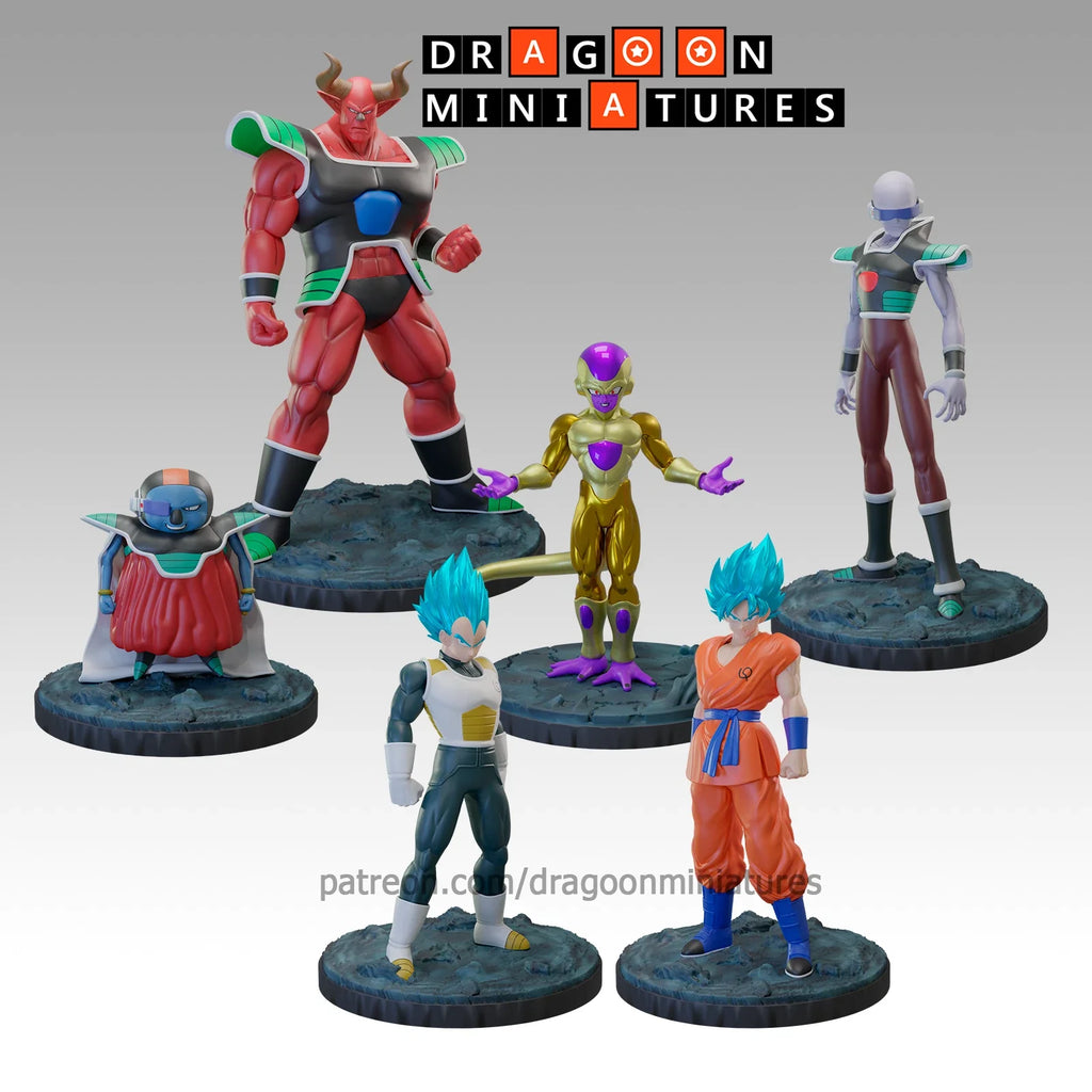 DBZ Super Pack 1 Miniatures Beerus Whis SSG SSB Goku Vegeta Golden Frieza 32mm